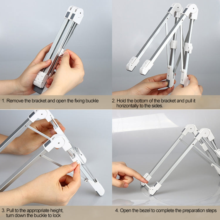 Aluminum Alloy Laptop Height Extender Holder Stand Folding Portable Computer Heat Dissipation Bracket, Size: 24.5x3.3x2.8cm (White)