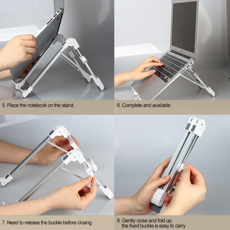 Aluminum Alloy Laptop Height Extender Holder Stand Folding Portable Computer Heat Dissipation Bracket, Size: 24.5x3.3x2.8cm (White)