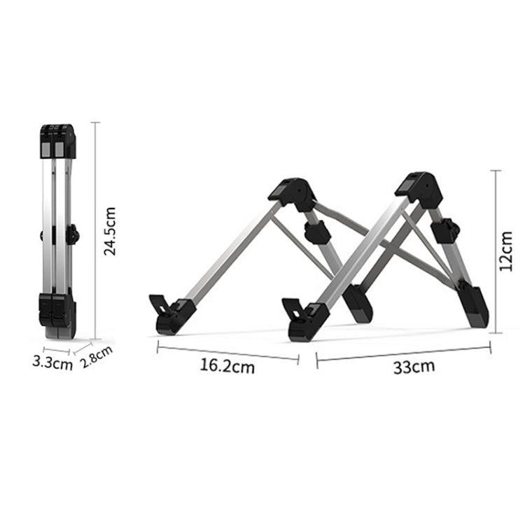 Aluminum Alloy Laptop Height Extender Holder Stand Folding Portable Computer Heat Dissipation Bracket, Size: 24.5x3.3x2.8cm (White)