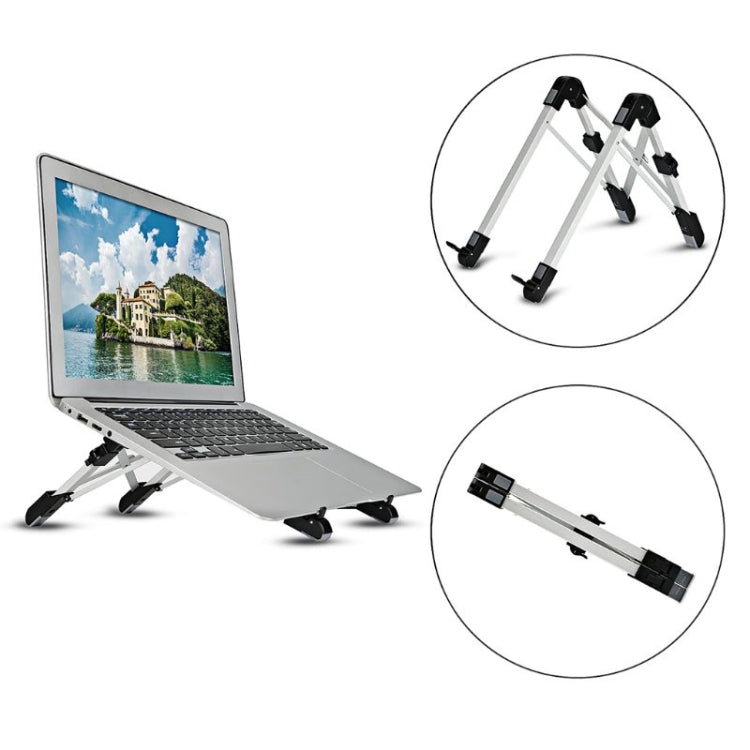 Aluminum Alloy Laptop Height Extender Holder Stand Folding Portable Computer Heat Dissipation Bracket, Size: 24.5x3.3x2.8cm (White)
