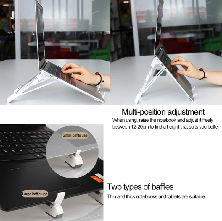 Aluminum Alloy Laptop Height Extender Holder Stand Folding Portable Computer Heat Dissipation Bracket, Size: 24.5x3.3x2.8cm (White)