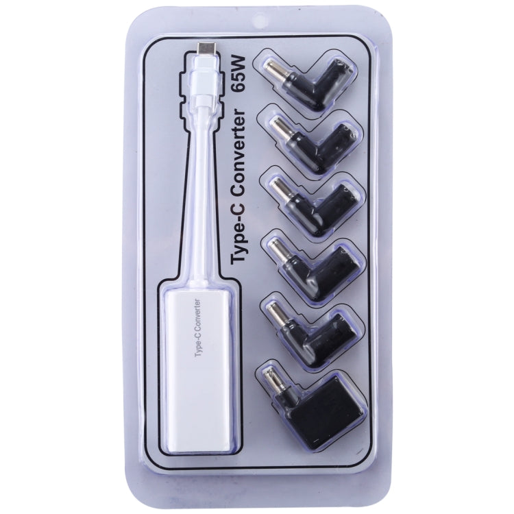 Laptop Power Adapter 65W USB-C / Type-C Converter to 6 in 1 Power Adapter (White)