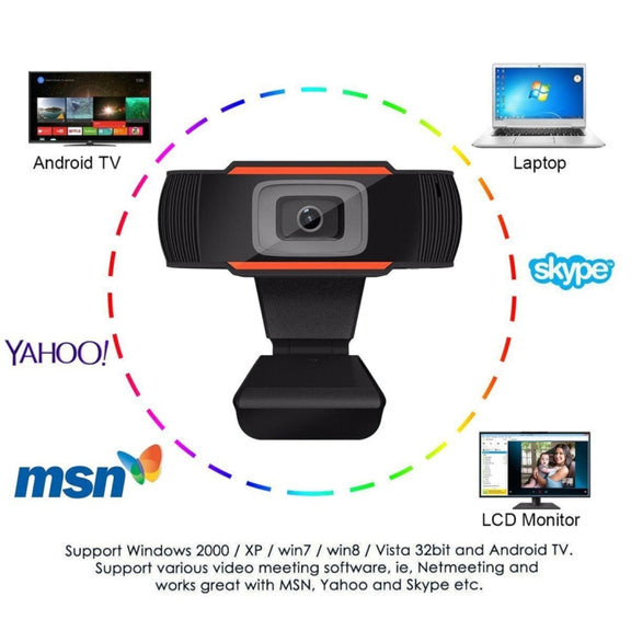 HD 720P Rotatable Computer Camera USB Webcam PC Camera for Skype / Android TV