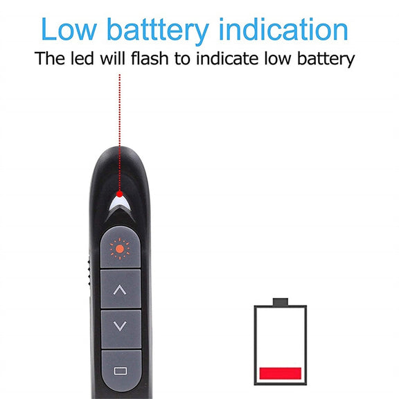 XM930 2.4GHz Wireless Laser PowerPoint Page Turning Pen Multimedia Wireless Presentation Projection Pen with USB Receiver, Support Low Battery Remind, Remote Control Distance: 100m(Black)