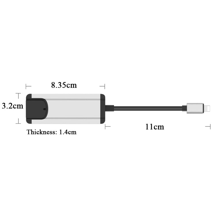 Onten 75002 8PIN to RJ45 Hub USB 2.0 Adapter(Silver)