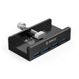 ORICO MH4PU Aluminum Alloy 4 Ports USB 3.0 Clip-type HUB with 1m USB Cable, Clip Width Range: 10-32mm(Black) - USB 3.0 HUB by ORICO | Online Shopping South Africa | PMC TechLife | Buy Now Pay Later Mobicred