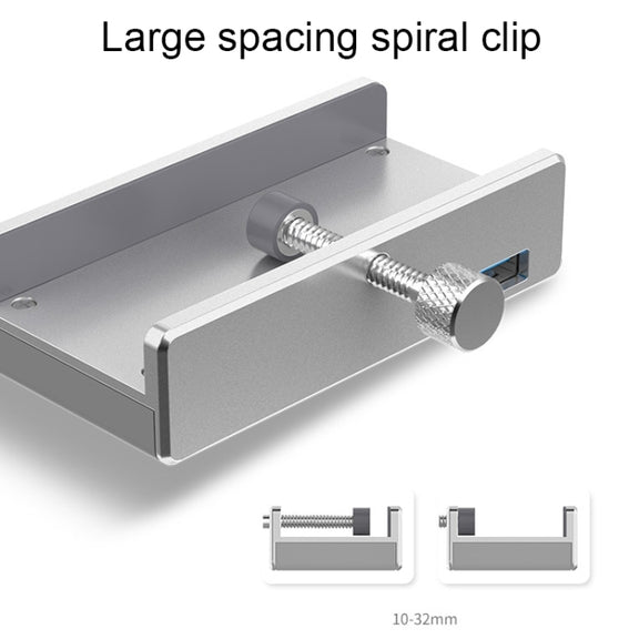 ORICO MH4PU Aluminum Alloy 4 Ports USB 3.0 Clip-type HUB with 1m USB Cable, Clip Width Range: 10-32mm