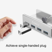 ORICO MH4PU Aluminum Alloy 4 Ports USB 3.0 Clip-type HUB with 1m USB Cable, Clip Width Range: 10-32mm