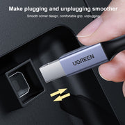 Ugreen Type-C / USB-C to Type-B Printer Nylon Braid Connect Data Cable, Length: 1.5m