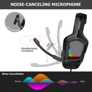 K20i Stereo Gaming Headset with Microphone RGB Light for XBox One / Laptop Tablet (Black)