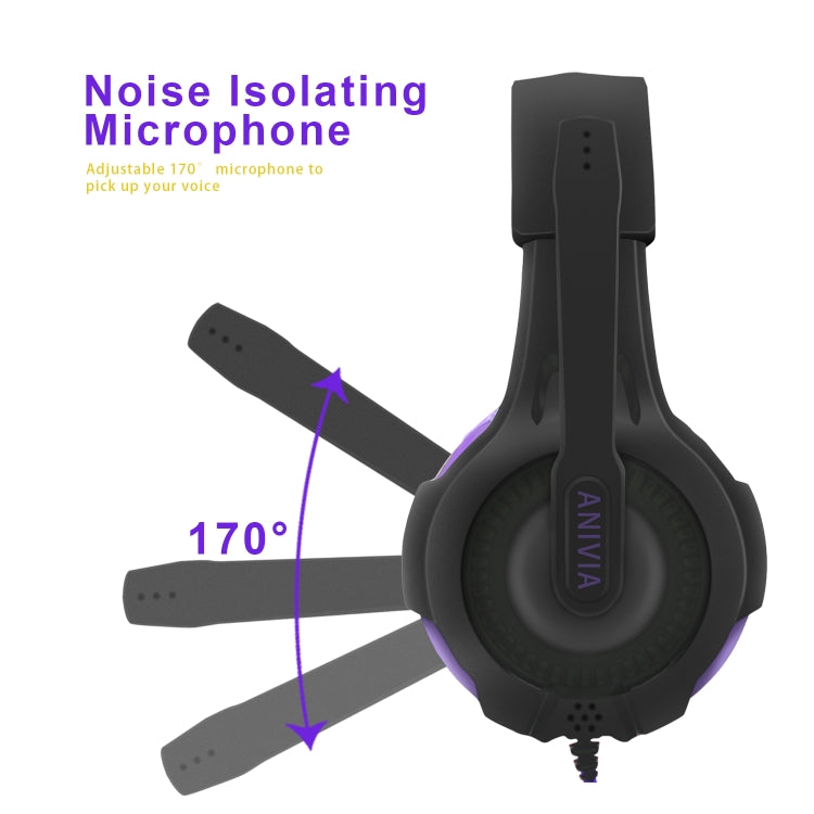 SADES AH-68 3.5mm Plug Wire-controlled E-sports Gaming Headset with Retractable Microphone, Cable Length: 2m(Black purple)