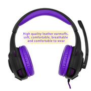 SADES AH-68 3.5mm Plug Wire-controlled E-sports Gaming Headset with Retractable Microphone, Cable Length: 2m(Black purple)