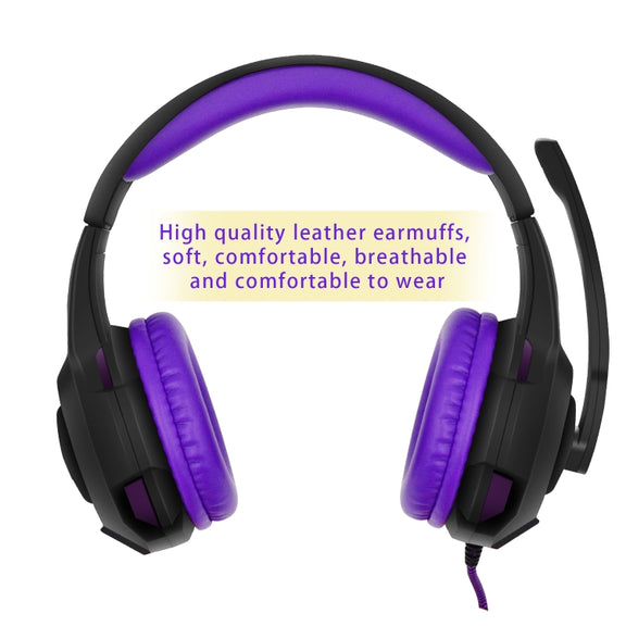 SADES AH-68 3.5mm Plug Wire-controlled E-sports Gaming Headset with Retractable Microphone, Cable Length: 2m(Black purple)