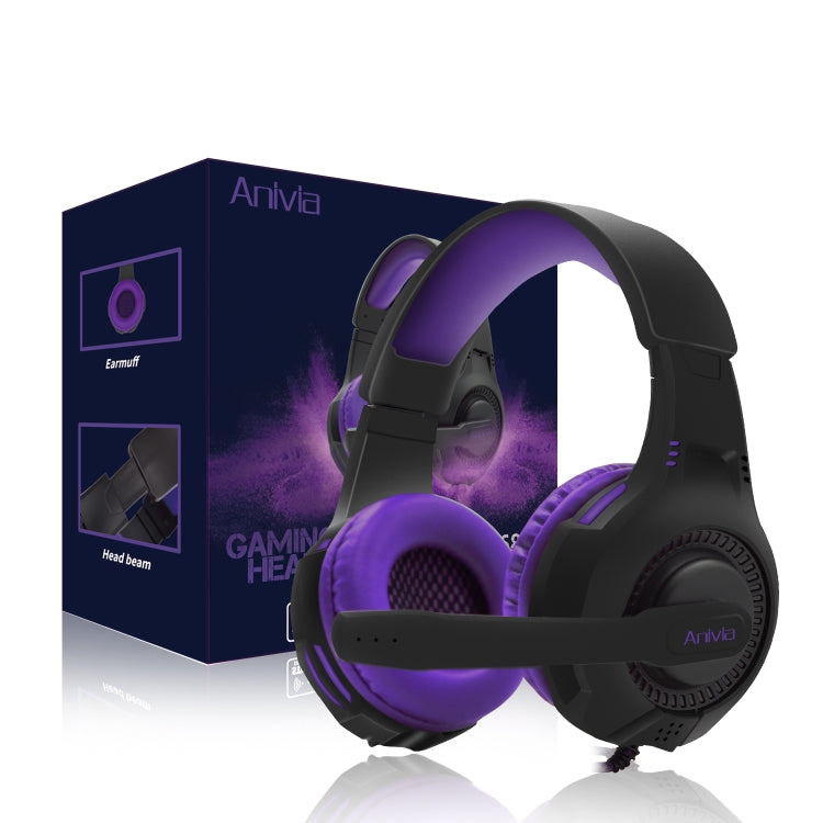 SADES AH-68 3.5mm Plug Wire-controlled E-sports Gaming Headset with Retractable Microphone, Cable Length: 2m(Black purple)
