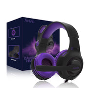 SADES AH-68 3.5mm Plug Wire-controlled E-sports Gaming Headset with Retractable Microphone, Cable Length: 2m(Black purple)