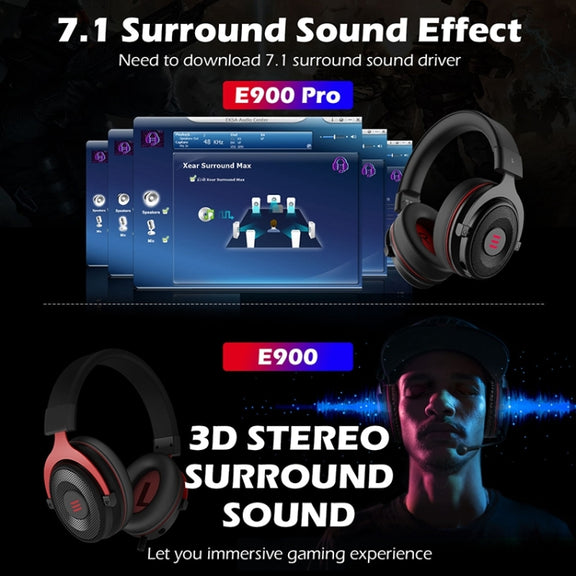 EKSA E900 Pro 7.1 Gaming Wire-Controlled Head-mounted USB Luminous Gaming Headset with Microphone(Black)