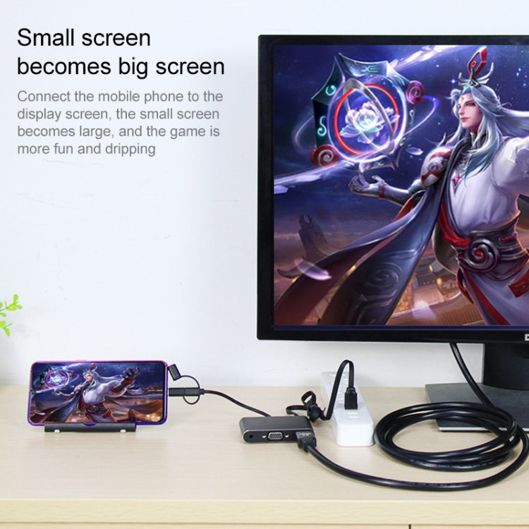 7585B 3 in 1 Micro USB / 8 Pin / Type-C to VGA / HDTV / AV Adapter Mobile HD Screen Player (White)