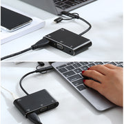 7585B 3 in 1 Micro USB / 8 Pin / Type-C to VGA / HDTV / AV Adapter Mobile HD Screen Player (Black)