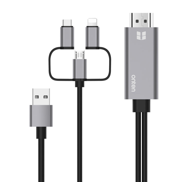 Onten OTN-7537A 3 in 1 1080P Mobile HD Screen Player Adapter Cable(Grey)