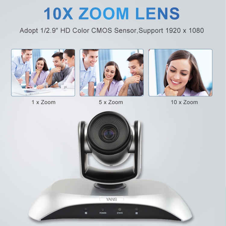 YANS YS-H110UH USB HD 1080P 10X Zoom Wide-Angle Video Conference Camera with Remote Control(Silver)