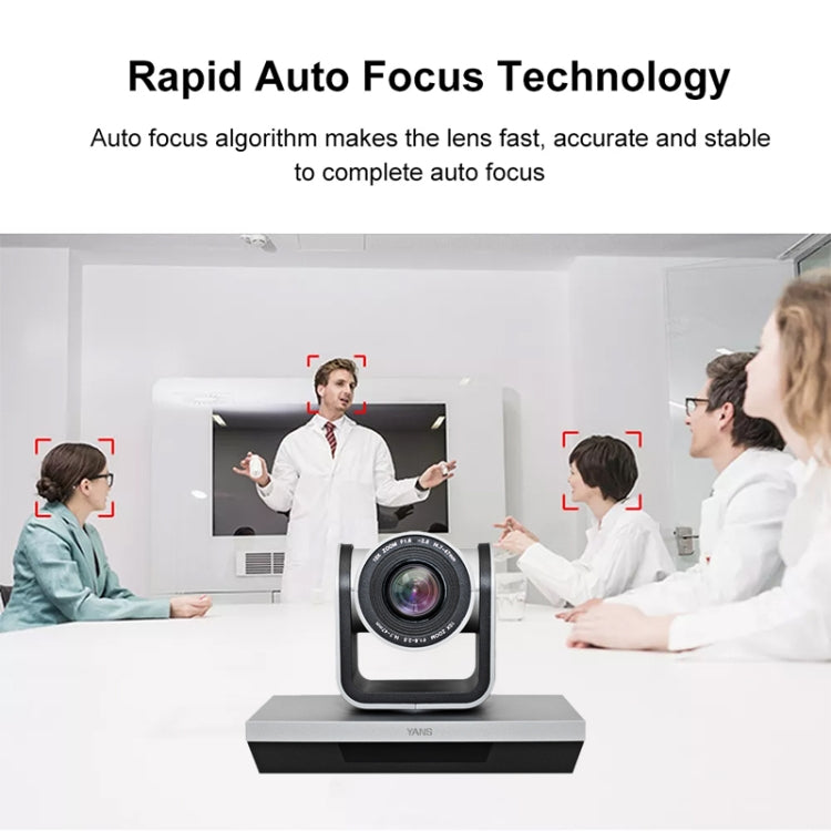 YANS YS-H23U USB HD 1080P 3X Zoom Wide-Angle Video Conference Camera with Remote Control, US Plug (Grey)
