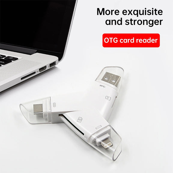 919 3 in 1 USB + USB-C / Type-C + 8 Pin Interfaces TF / SD Card Reader with OTG