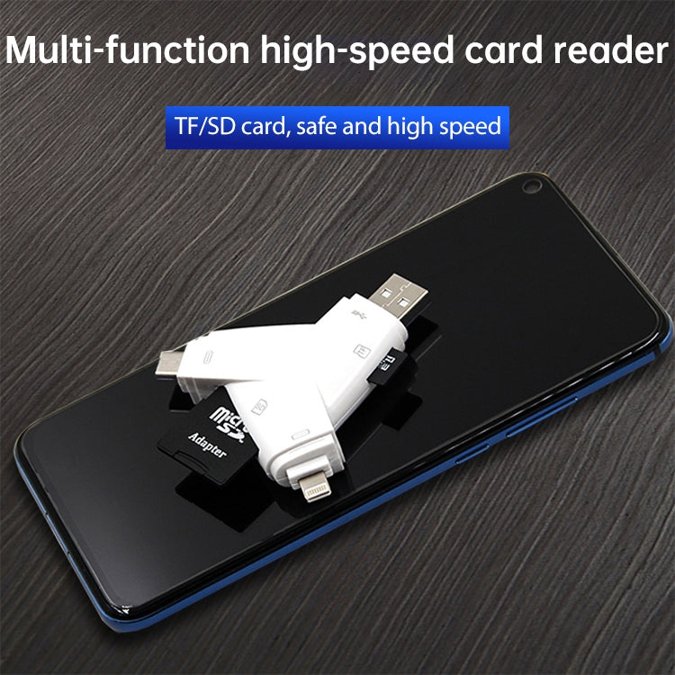 919 3 in 1 USB + USB-C / Type-C + 8 Pin Interfaces TF / SD Card Reader with OTG