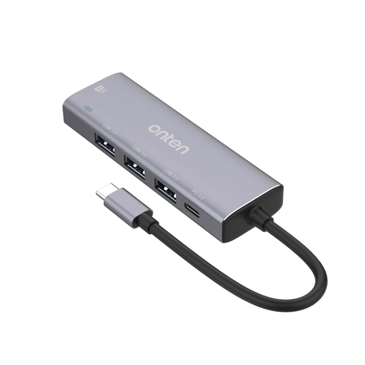 Onten OT-95123 5 in 1 Multifunctional Type-C + USB + HDMI Docking Station, Cable Length: 145mm(Silver)