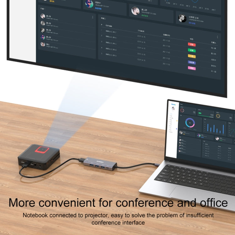 Onten OT-95123 5 in 1 Multifunctional Type-C + USB + HDMI Docking Station, Cable Length: 145mm(Silver)