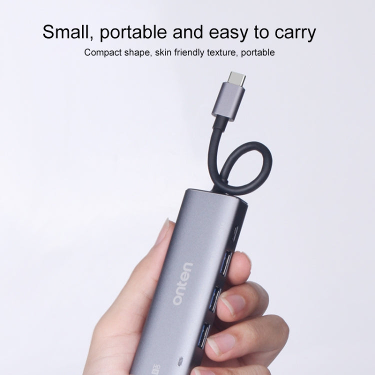 Onten OT-95123 5 in 1 Multifunctional Type-C + USB + HDMI Docking Station, Cable Length: 145mm(Silver)