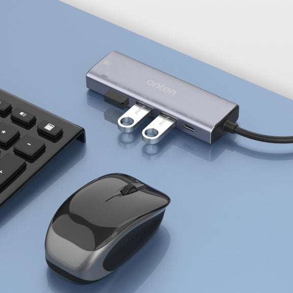 Onten OT-95123 5 in 1 Multifunctional Type-C + USB + HDMI Docking Station, Cable Length: 145mm(Silver)