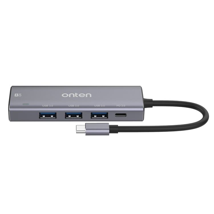 Onten OT-95123 5 in 1 Multifunctional Type-C + USB + HDMI Docking Station, Cable Length: 145mm(Silver)