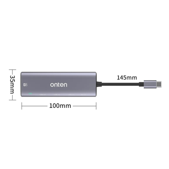 Onten OT-95123 5 in 1 Multifunctional Type-C + USB + HDMI Docking Station, Cable Length: 145mm(Silver)