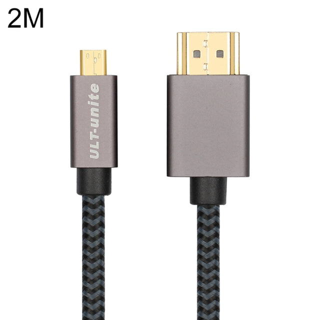 ULT-unite Gold-plated Head HDMI Male to Micro HDMI Male Nylon Braided Cable, Cable Length: 2m(Black)