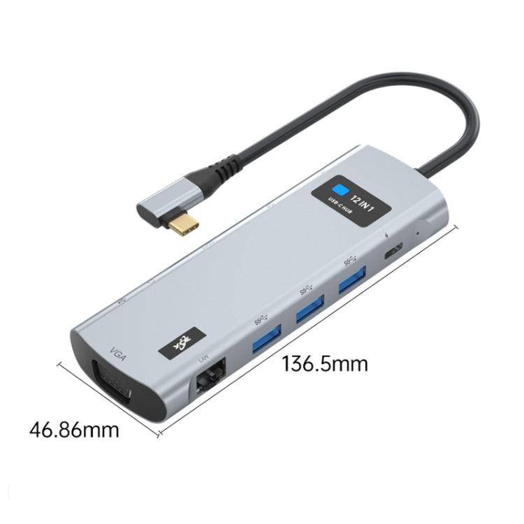 Z261 12 in 1 Elbow USB-C/Type-C to USB MST Smart Docking Station HUB Adapter