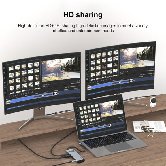 Z261 12 in 1 Elbow USB-C/Type-C to USB MST Smart Docking Station HUB Adapter