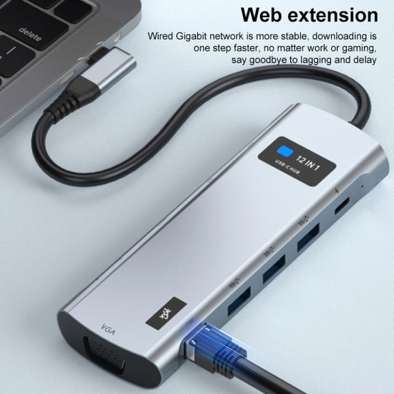 Z261 12 in 1 Elbow USB-C/Type-C to USB MST Smart Docking Station HUB Adapter