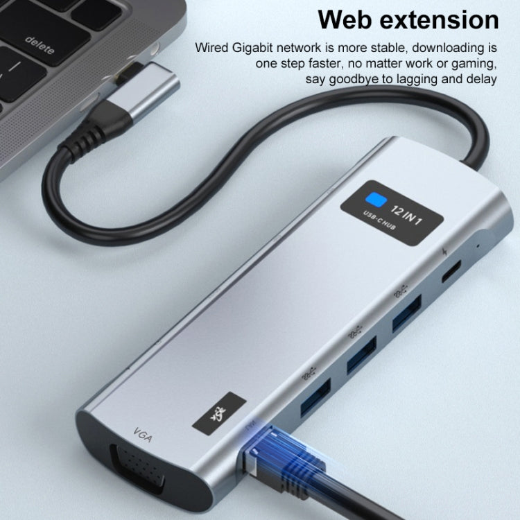 Z261 12 in 1 Elbow USB-C/Type-C to USB MST Smart Docking Station HUB Adapter