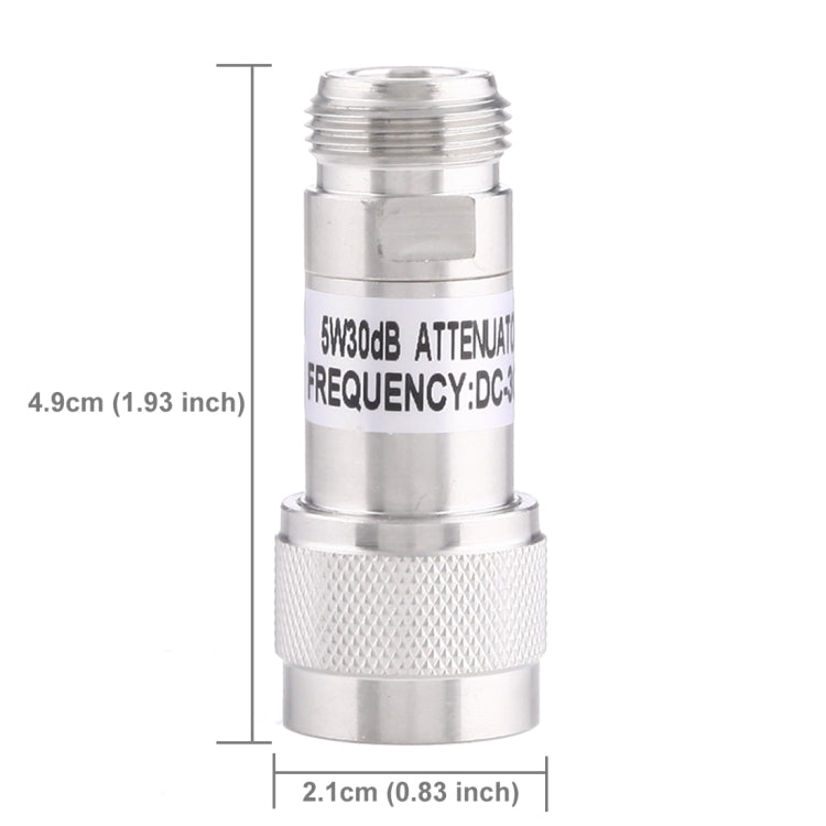 5W 30dBi N Female to N Male DC-13GHz Frequency Gain Attenuator(Silver)