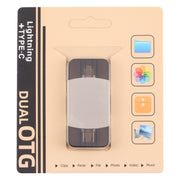 4 in 1 8 Pin + USB-C / Type-C Male to USB 3.0 + USB Female OTG Card Reader