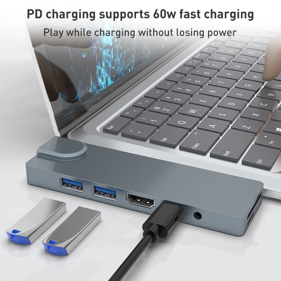 Rocketek SHL731 8 in 1 60W PD / RJ45 / 4K HDMI / USB 3.0 HUB Adapter for Surface Pro 3 / 4 / GO