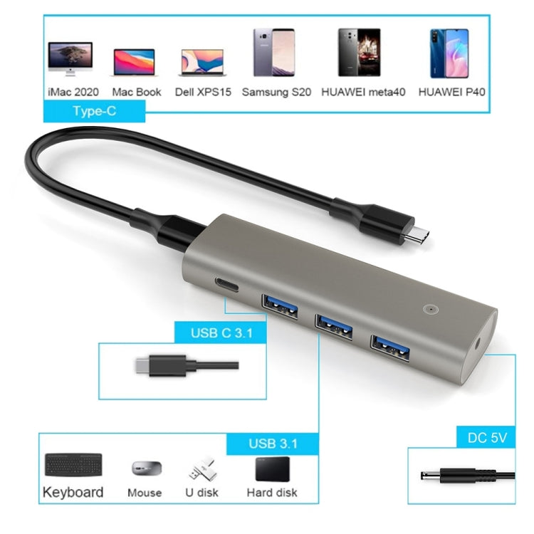 Rocketek HC466 USB3.2 Gen2 Type-C 4 in 1 HUB Adapter