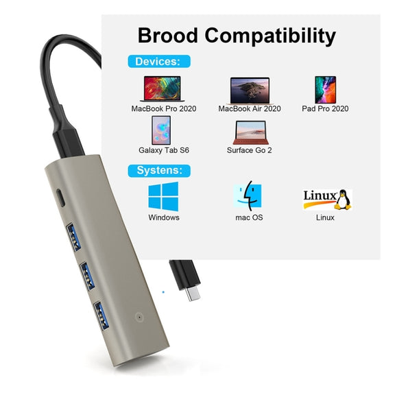 Rocketek HC466 USB3.2 Gen2 Type-C 4 in 1 HUB Adapter