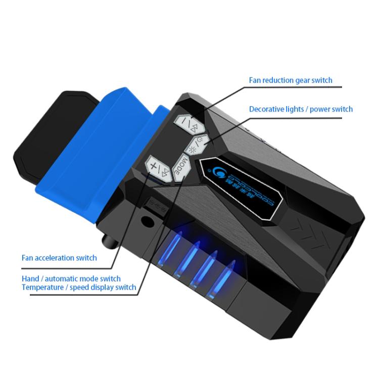 Ice Troll 5 COOLCOLD Portable Laptop Cooling Fan Air Cooler Speed Adjustable High Performance Notebook Fan Cooler Controller, AC 220V(Black)