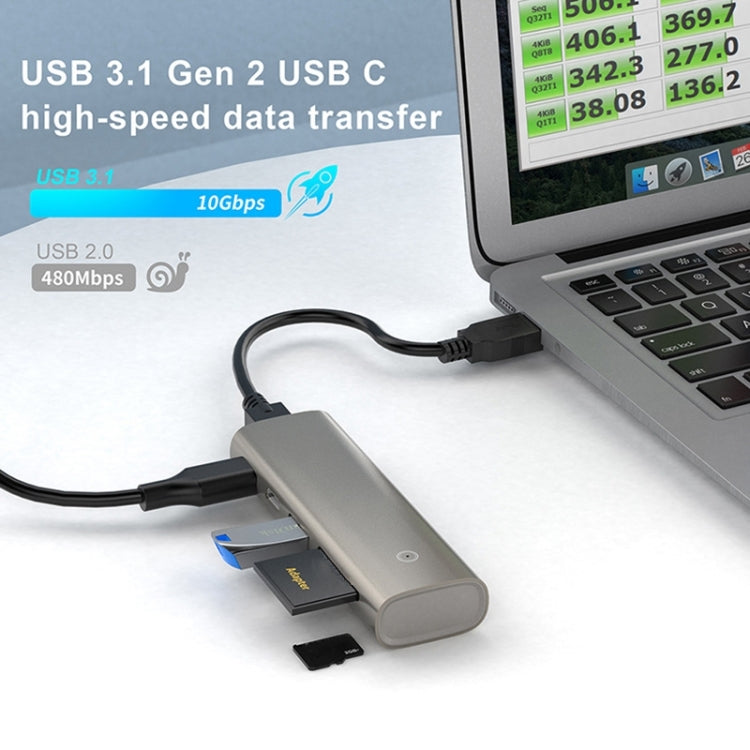 Rocketek HC463 USB3.1 Gen2  to Type-C 3.1 + USB 3.1 + SD / TF 6 in 1 HUB Adapter