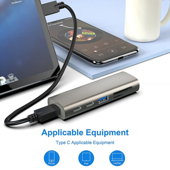 Rocketek HC463 USB3.1 Gen2  to Type-C 3.1 + USB 3.1 + SD / TF 6 in 1 HUB Adapter