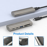 Rocketek HC463 USB3.1 Gen2  to Type-C 3.1 + USB 3.1 + SD / TF 6 in 1 HUB Adapter
