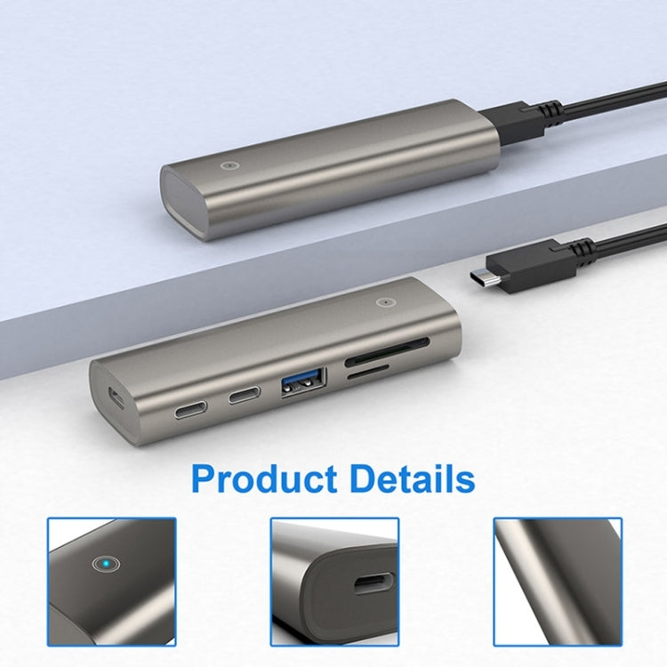 Rocketek HC463 USB3.1 Gen2  to Type-C 3.1 + USB 3.1 + SD / TF 6 in 1 HUB Adapter
