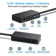 Rocketek SH702 11 in 1 USB 3.0 HUB Adapter with RJ45 for Surface Laptop 1 / 2