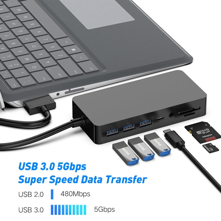 Rocketek SH702 11 in 1 USB 3.0 HUB Adapter with RJ45 for Surface Laptop 1 / 2